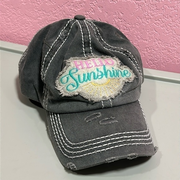 KBETHOS “HELLO SUNSHINE” Gray Vintage Distressed Hat - Picture 1 of 7